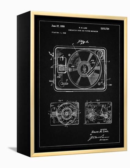 PP1009-Vintage Black Record Player Patent Poster-Cole Borders-Framed Premier Image Canvas