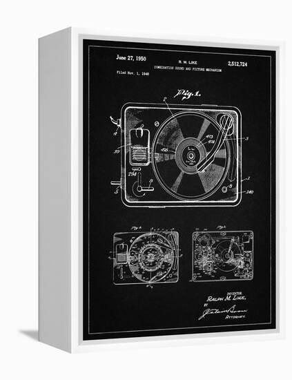 PP1009-Vintage Black Record Player Patent Poster-Cole Borders-Framed Premier Image Canvas