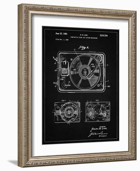 PP1009-Vintage Black Record Player Patent Poster-Cole Borders-Framed Giclee Print