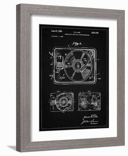 PP1009-Vintage Black Record Player Patent Poster-Cole Borders-Framed Giclee Print