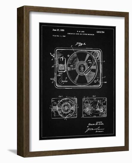 PP1009-Vintage Black Record Player Patent Poster-Cole Borders-Framed Giclee Print