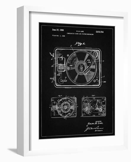 PP1009-Vintage Black Record Player Patent Poster-Cole Borders-Framed Giclee Print