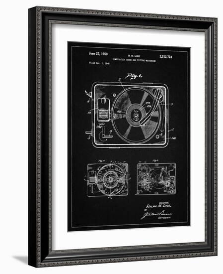 PP1009-Vintage Black Record Player Patent Poster-Cole Borders-Framed Giclee Print