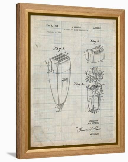 PP1011-Antique Grid Parchment Remington Electric Shaver Patent Poster-Cole Borders-Framed Premier Image Canvas