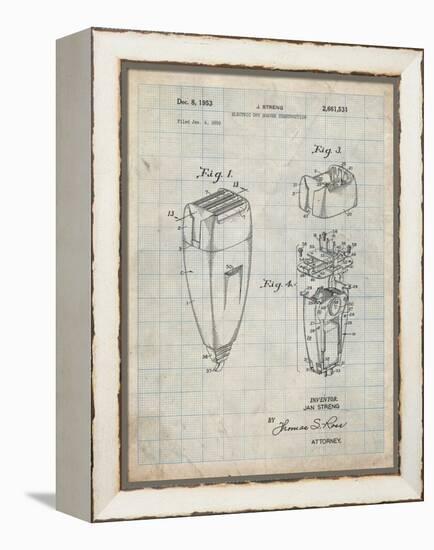 PP1011-Antique Grid Parchment Remington Electric Shaver Patent Poster-Cole Borders-Framed Premier Image Canvas