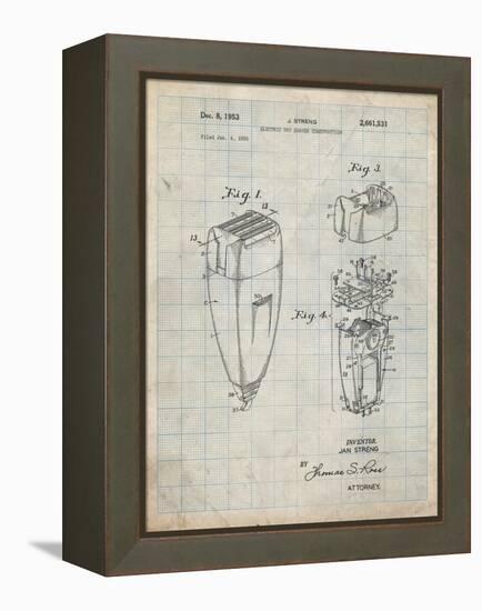 PP1011-Antique Grid Parchment Remington Electric Shaver Patent Poster-Cole Borders-Framed Premier Image Canvas