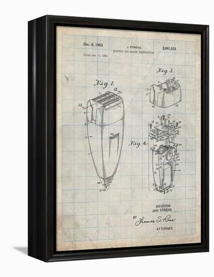 PP1011-Antique Grid Parchment Remington Electric Shaver Patent Poster-Cole Borders-Framed Premier Image Canvas