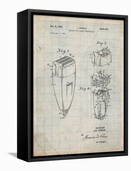 PP1011-Antique Grid Parchment Remington Electric Shaver Patent Poster-Cole Borders-Framed Premier Image Canvas