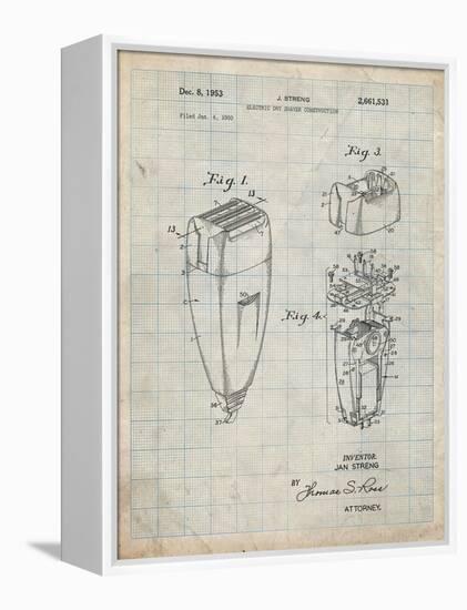 PP1011-Antique Grid Parchment Remington Electric Shaver Patent Poster-Cole Borders-Framed Premier Image Canvas