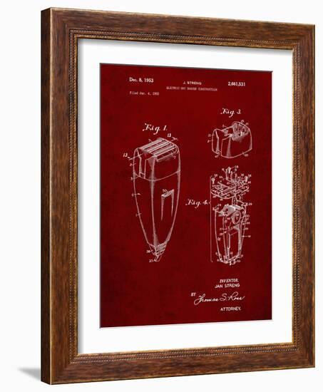 PP1011-Burgundy Remington Electric Shaver Patent Poster-Cole Borders-Framed Giclee Print