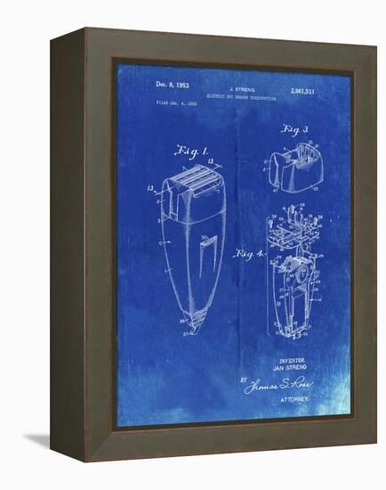 PP1011-Faded Blueprint Remington Electric Shaver Patent Poster-Cole Borders-Framed Premier Image Canvas