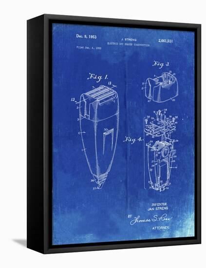 PP1011-Faded Blueprint Remington Electric Shaver Patent Poster-Cole Borders-Framed Premier Image Canvas