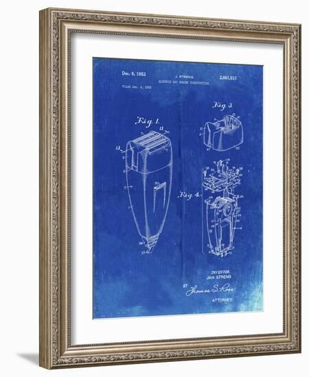 PP1011-Faded Blueprint Remington Electric Shaver Patent Poster-Cole Borders-Framed Giclee Print