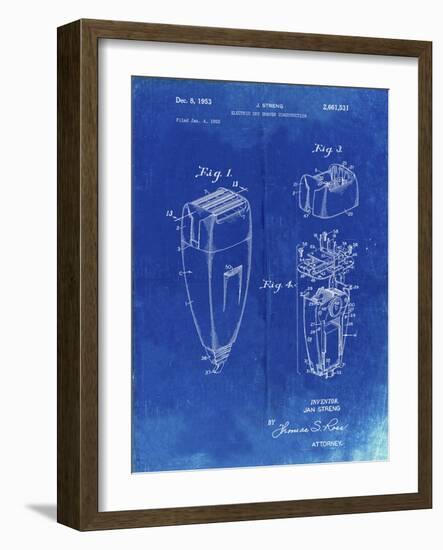 PP1011-Faded Blueprint Remington Electric Shaver Patent Poster-Cole Borders-Framed Giclee Print