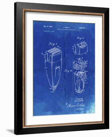 PP1011-Faded Blueprint Remington Electric Shaver Patent Poster-Cole Borders-Framed Giclee Print