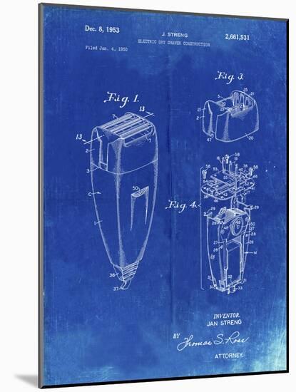 PP1011-Faded Blueprint Remington Electric Shaver Patent Poster-Cole Borders-Mounted Giclee Print