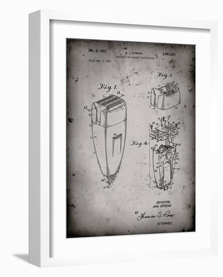 PP1011-Faded Grey Remington Electric Shaver Patent Poster-Cole Borders-Framed Giclee Print