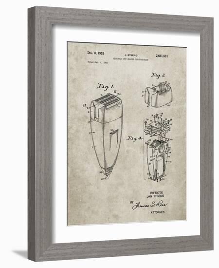 PP1011-Sandstone Remington Electric Shaver Patent Poster-Cole Borders-Framed Giclee Print