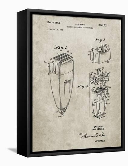 PP1011-Sandstone Remington Electric Shaver Patent Poster-Cole Borders-Framed Premier Image Canvas