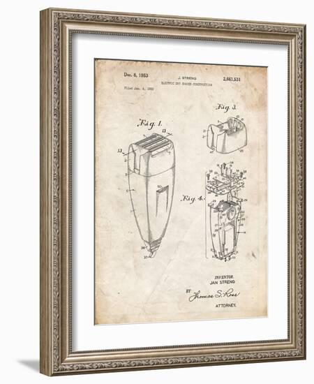 PP1011-Vintage Parchment Remington Electric Shaver Patent Poster-Cole Borders-Framed Giclee Print