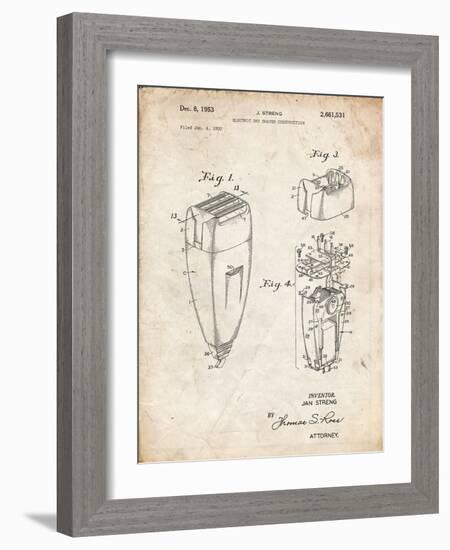 PP1011-Vintage Parchment Remington Electric Shaver Patent Poster-Cole Borders-Framed Giclee Print