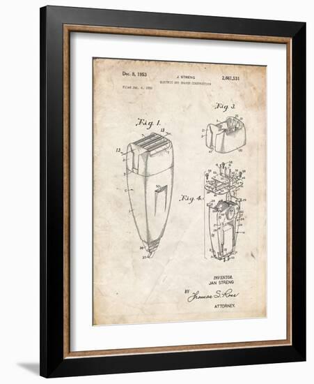 PP1011-Vintage Parchment Remington Electric Shaver Patent Poster-Cole Borders-Framed Giclee Print