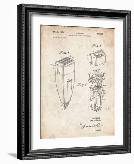 PP1011-Vintage Parchment Remington Electric Shaver Patent Poster-Cole Borders-Framed Giclee Print