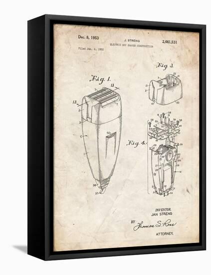 PP1011-Vintage Parchment Remington Electric Shaver Patent Poster-Cole Borders-Framed Premier Image Canvas