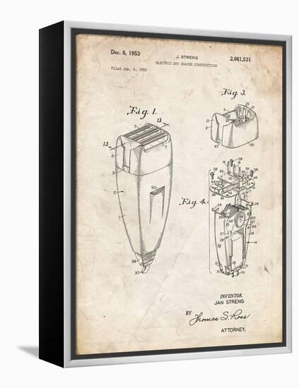 PP1011-Vintage Parchment Remington Electric Shaver Patent Poster-Cole Borders-Framed Premier Image Canvas