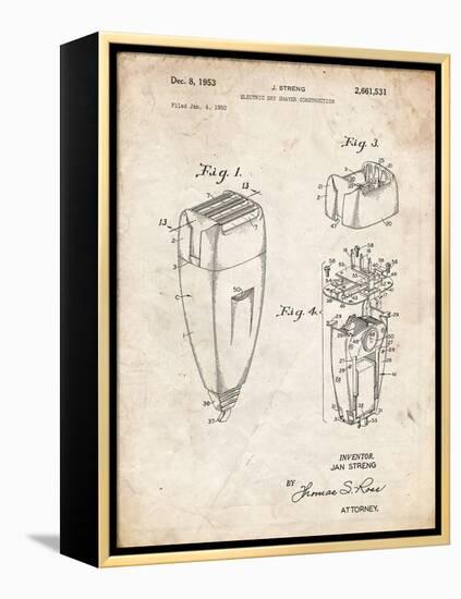 PP1011-Vintage Parchment Remington Electric Shaver Patent Poster-Cole Borders-Framed Premier Image Canvas