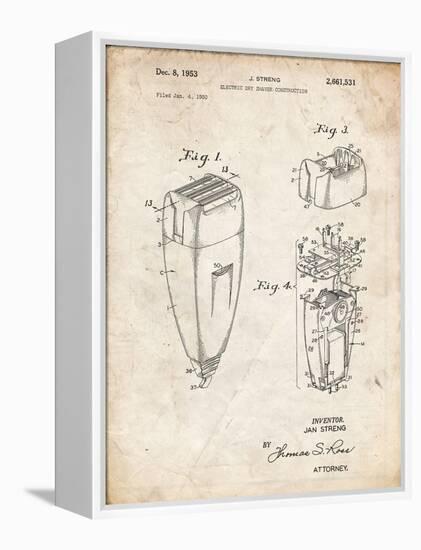 PP1011-Vintage Parchment Remington Electric Shaver Patent Poster-Cole Borders-Framed Premier Image Canvas