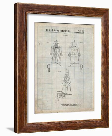 PP1014-Antique Grid Parchment Robert the Robot 1955 Toy Robot Patent Poster-Cole Borders-Framed Giclee Print