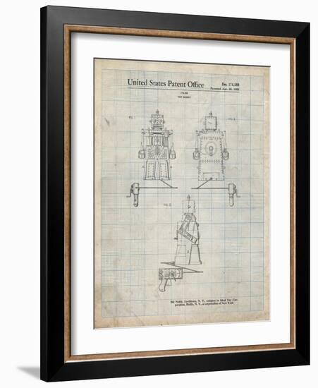 PP1014-Antique Grid Parchment Robert the Robot 1955 Toy Robot Patent Poster-Cole Borders-Framed Giclee Print