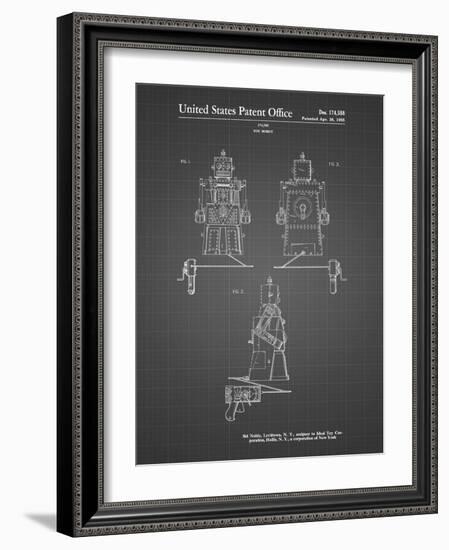 PP1014-Black Grid Robert the Robot 1955 Toy Robot Patent Poster-Cole Borders-Framed Giclee Print