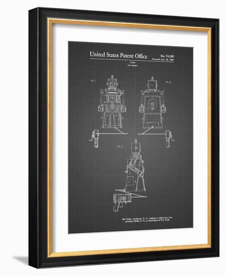 PP1014-Black Grid Robert the Robot 1955 Toy Robot Patent Poster-Cole Borders-Framed Giclee Print