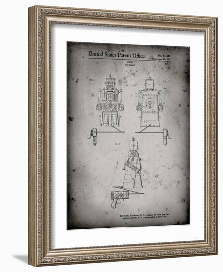 PP1014-Faded Grey Robert the Robot 1955 Toy Robot Patent Poster-Cole Borders-Framed Giclee Print