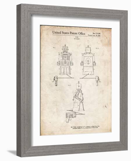 PP1014-Vintage Parchment Robert the Robot 1955 Toy Robot Patent Poster-Cole Borders-Framed Giclee Print