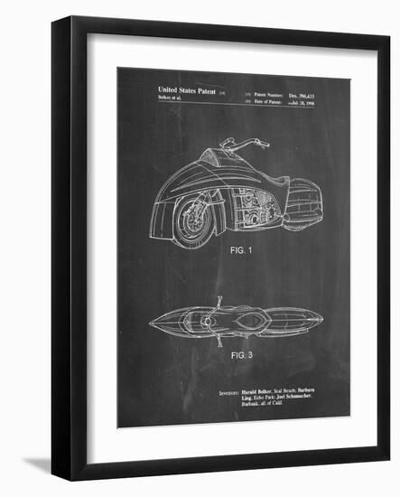 PP1015-Chalkboard Robin Motorcycle Patent Poster-Cole Borders-Framed Giclee Print