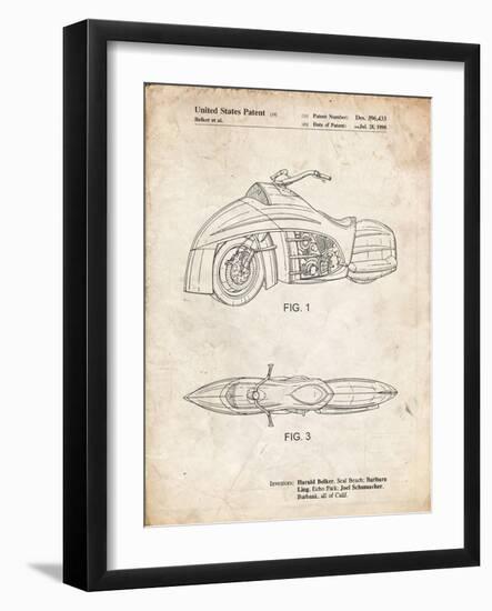 PP1015-Vintage Parchment Robin Motorcycle Patent Poster-Cole Borders-Framed Giclee Print