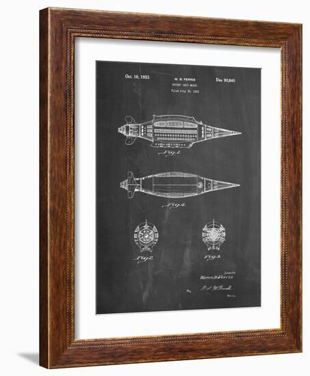 PP1017-Chalkboard Rocket Ship Model Patent Poster-Cole Borders-Framed Giclee Print