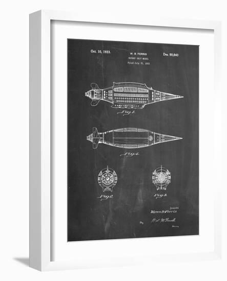 PP1017-Chalkboard Rocket Ship Model Patent Poster-Cole Borders-Framed Giclee Print