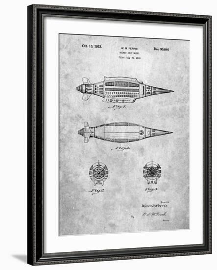 PP1017-Slate Rocket Ship Model Patent Poster-Cole Borders-Framed Giclee Print