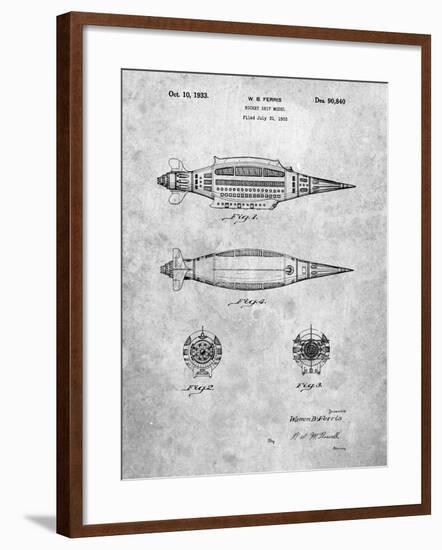 PP1017-Slate Rocket Ship Model Patent Poster-Cole Borders-Framed Giclee Print