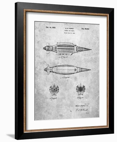 PP1017-Slate Rocket Ship Model Patent Poster-Cole Borders-Framed Giclee Print