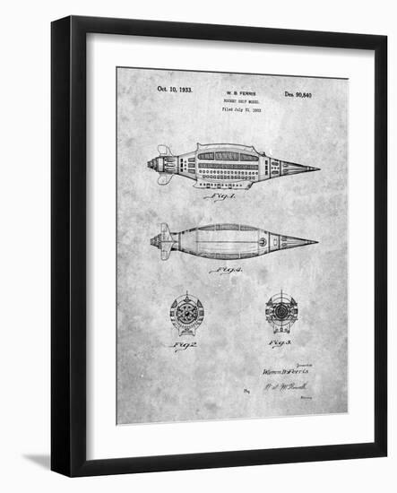 PP1017-Slate Rocket Ship Model Patent Poster-Cole Borders-Framed Giclee Print