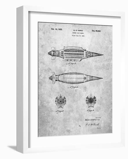 PP1017-Slate Rocket Ship Model Patent Poster-Cole Borders-Framed Giclee Print