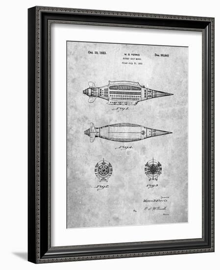 PP1017-Slate Rocket Ship Model Patent Poster-Cole Borders-Framed Giclee Print