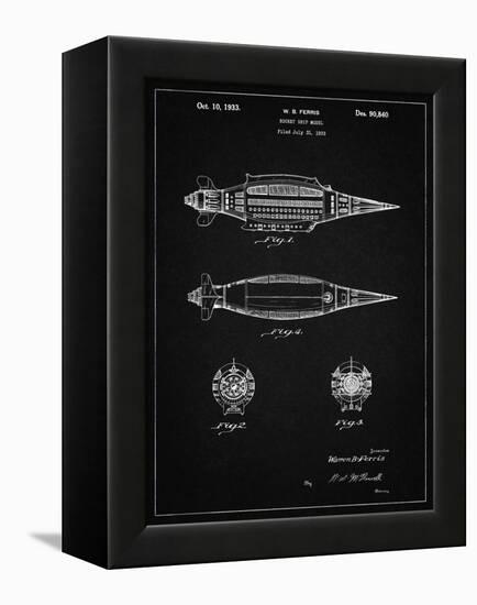 PP1017-Vintage Black Rocket Ship Model Patent Poster-Cole Borders-Framed Premier Image Canvas