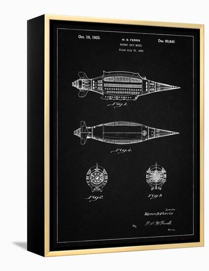 PP1017-Vintage Black Rocket Ship Model Patent Poster-Cole Borders-Framed Premier Image Canvas