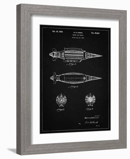 PP1017-Vintage Black Rocket Ship Model Patent Poster-Cole Borders-Framed Giclee Print